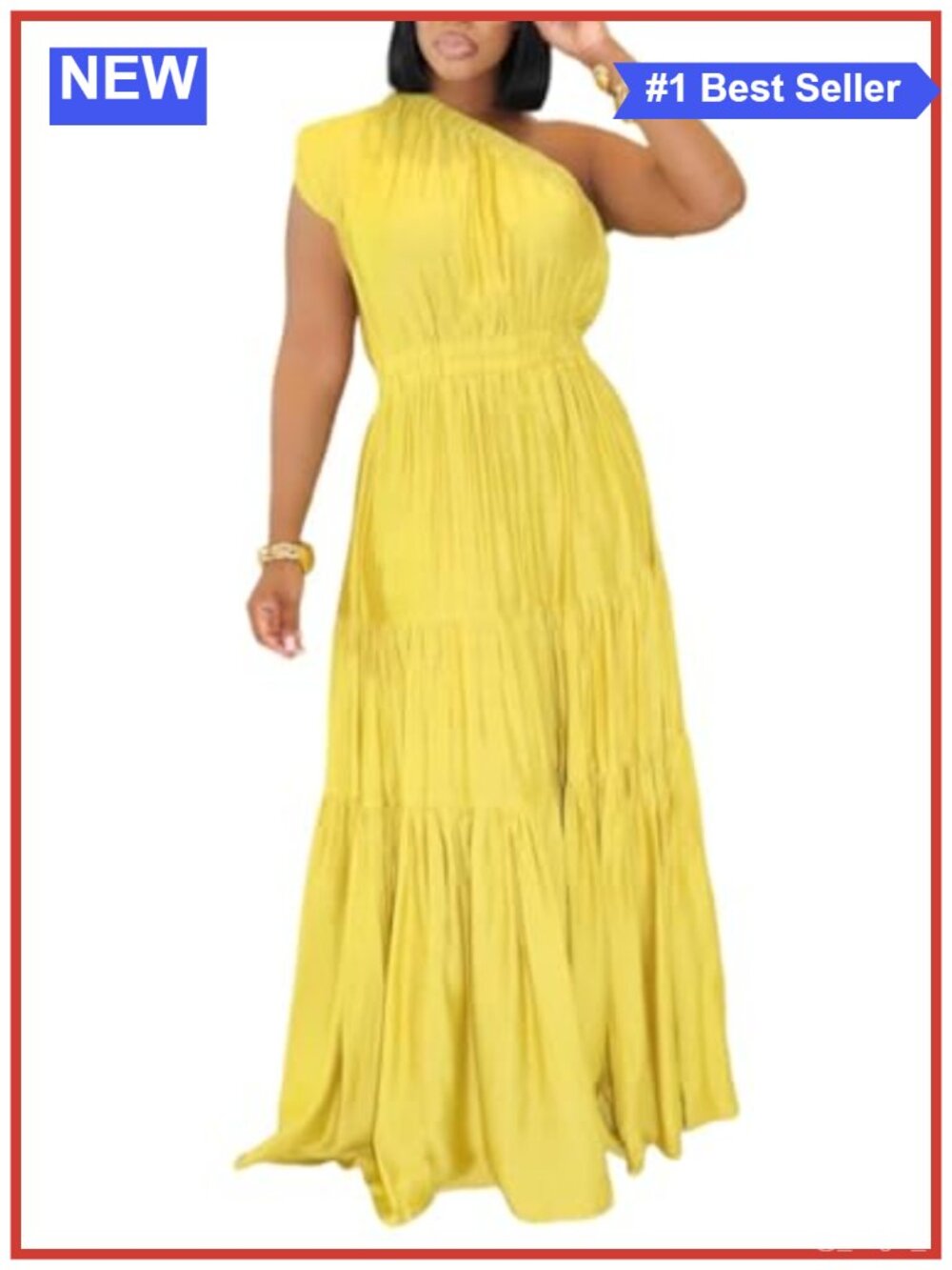 Linen One Shoulder Flowy Boho Maxi Dress Sleeveless Ruffle Plus Size